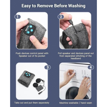 Navly Sleep Headphones, 10Hrs Sports Headband with Soft Cozy Earbuds Comfortable, Headphones Headband with Ultra-Thin HD Stereo Speakers Perfect for Workout,Running,Yoga,Travel