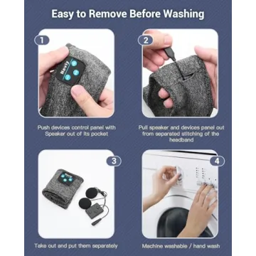 Navly Sleep Headphones, 10Hrs Sports Headband with Soft Cozy Earbuds Comfortable, Headphones Headband with Ultra-Thin HD Stereo Speakers Perfect for Workout,Running,Yoga,Travel