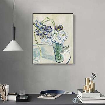 Van Gogh Canvas Wall Art - White Roses & Irises Print