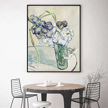 Van Gogh Canvas Wall Art - White Roses & Irises Print