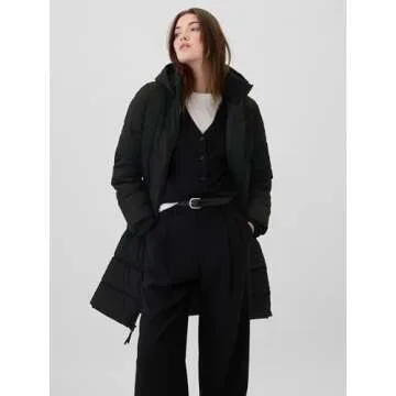 GAP Women's Logo Long Puffer Coat in Black for Winter Style