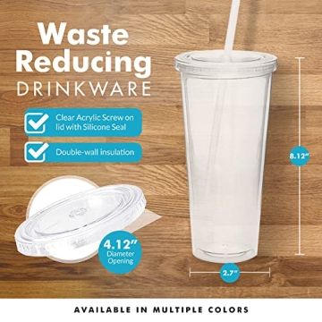Eco-Friendly Simple Green Insulated Tumblers with Straw
