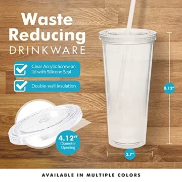 Eco-Friendly Simple Green Insulated Tumblers with Straw
