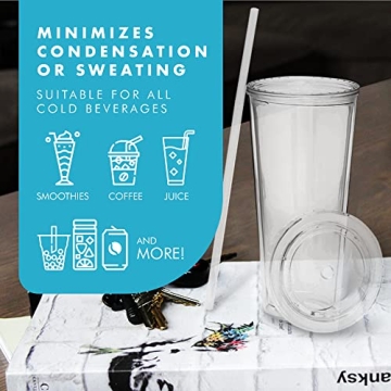 Eco-Friendly Simple Green Insulated Tumblers with Straw