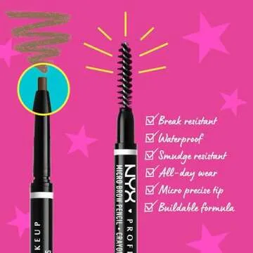 NYX PROFESSIONAL MAKEUP Micro Brow Pencil, Precise Eyebrow Pencil - Ash Blonde