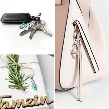 MOVINPE 40pcs Angel Favor Keychains Plus Organza Bags Plus Thank You Kraft Tags, Guest Return Favors for Baby Shower, Bridal Shower, Wedding Charm, Party Favors(Mix Color 40pcs)