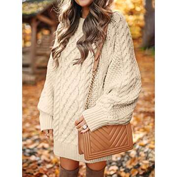 Trendy ANRABESS Oversized Cable Knit Sweater Dress
