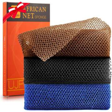 Exfoliating African Bath Sponge Set - 3 Piece Body Scrubber