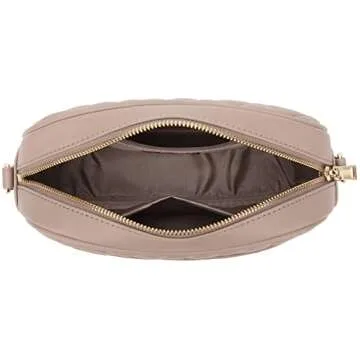 lola mae Quilted Crossbody Bag, Medium Lightweight Shoulder Purse Top Zipper Tassel Accent Taupe Purse (Taupe)