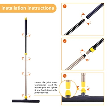Yocada Floor Squeegee Scrubber with Adjustable Pole