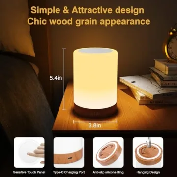 UNIFUN Table Lamp, Touch Sensor Bedside Lamps, Dimmable Warm White & Color Changing RGB Light for Bedroom,Living Room Gift Pack for Mom, Father’s Day and Other Holiday Use (Taller Size)…