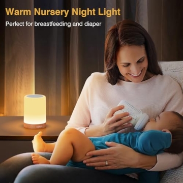 UNIFUN Table Lamp, Touch Sensor Bedside Lamps, Dimmable Warm White & Color Changing RGB Light for Bedroom,Living Room Gift Pack for Mom, Father’s Day and Other Holiday Use (Taller Size)…