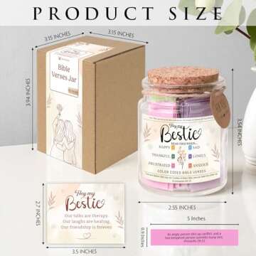 Bible Verse Jar for Best Friend – 92 Color-Coded Scriptures for Encouragement, Christian Gift for ...