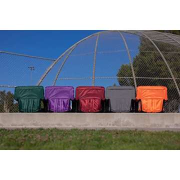 PICNIC TIME ONIVA - a Brand Ventura Reclining Stadium Seat with Back Support - Bleacher Seat - Beach Floor Chair, (Red)