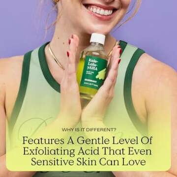 KraveBeauty Kale-Lalu-yAHA, Gentle 5.25% AHA Exfoliator, Contains Glycolic Acid & Hyaluronic Acid, Unclogs Pores and Hydrates Skin, Vegan & Cruelty Free, 6.76 fl oz