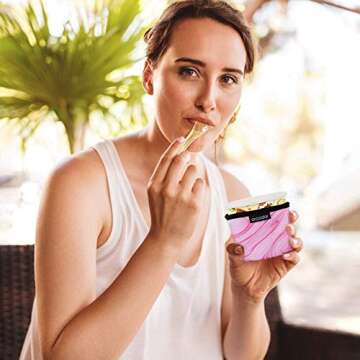 Arcoolor 4 Pack Pint Size Ice Cream Sleeves Cozy Neoprene Cover with Spoon Holder (Marble)