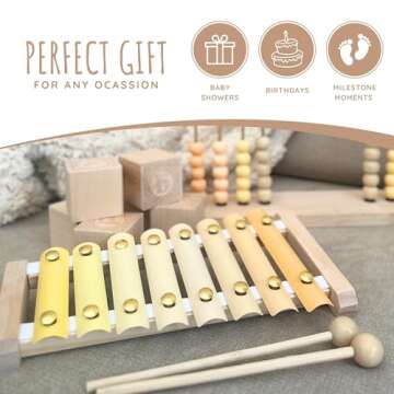 Addy&Oakley Neutral Xylophone-Gender Neutral Baby Toy-Montessori Toys-Toddler Musical Instruments-Boho Toddler Xylophone-Baby Gift-Kids Xylophone-Wooden Baby Toys-Xylophone for Toddlers 1-3