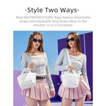 WESTBRONCO Small Puffer Crossbody Bag - Lightweight Nylon Purse for Women