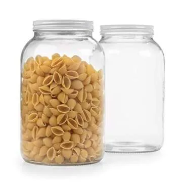 Half Gallon Glass Jar with Airtight Leakproof Metal Lid - Dishwasher Safe, Food Safe - Kombucha Tea, Kefir, Canning, Sun Tea, Fermentation, Food Storage, 2 Jars