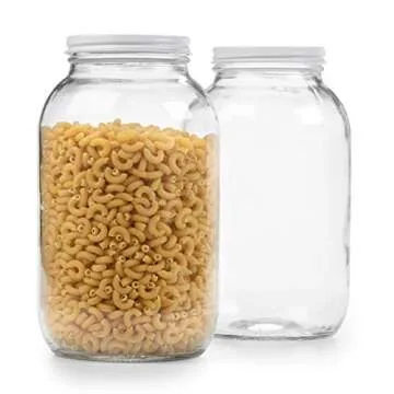 Half Gallon Glass Jar with Airtight Leakproof Metal Lid - Dishwasher Safe, Food Safe - Kombucha Tea, Kefir, Canning, Sun Tea, Fermentation, Food Storage, 2 Jars
