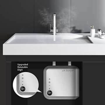 WINTEMP Tankless Water Heater Electric 6.5KW 240V, Designed to Provide Hot Water on Demand Without the Need for a Storage Tank, Use a Self-Adjusting Rotatable Digital Display KFU65 Silver - ETL
