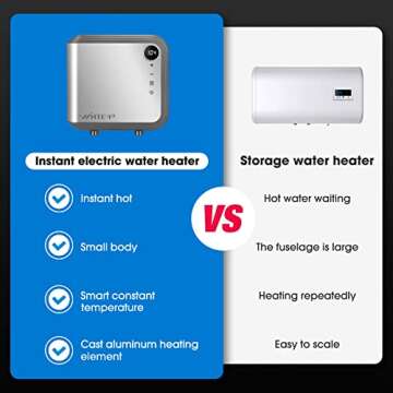 WINTEMP Tankless Water Heater Electric 6.5KW 240V, Designed to Provide Hot Water on Demand Without the Need for a Storage Tank, Use a Self-Adjusting Rotatable Digital Display KFU65 Silver - ETL