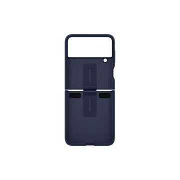 SAMSUNG Galaxy Z Flip 4 Silicone Cover with Ring, Protective Phone Case with Finger Loop, Matte Finish, Bold Style, Handheld Design, US Version, Navy