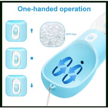 madeking Dog Water Bottle Portable Pet Water Bottle Leak Proof Dog Water Dispenser and Food, Multifunctional Outdoor Water&Food Bowl for Dogs and Cats (Bule)