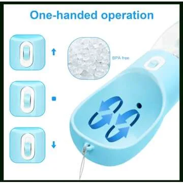 madeking Dog Water Bottle Portable Pet Water Bottle Leak Proof Dog Water Dispenser and Food, Multifunctional Outdoor Water&Food Bowl for Dogs and Cats (Bule)