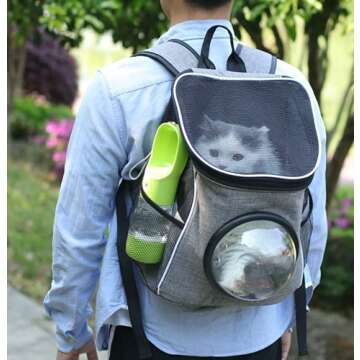 madeking Dog Water Bottle Portable Pet Water Bottle Leak Proof Dog Water Dispenser and Food, Multifunctional Outdoor Water&Food Bowl for Dogs and Cats (Bule)