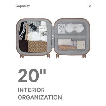 artrips Carry On Luggage with 8 Spinner Wheels,20''Spinner Luggage,PC Lightweight Hardside Luggage with Bread Design,TSA Lock, Brown,Carry On 20-Inch,47L
