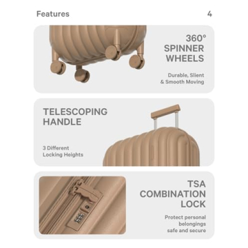 artrips Carry On Luggage with 8 Spinner Wheels,20''Spinner Luggage,PC Lightweight Hardside Luggage with Bread Design,TSA Lock, Brown,Carry On 20-Inch,47L