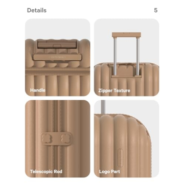 artrips Carry On Luggage with 8 Spinner Wheels,20''Spinner Luggage,PC Lightweight Hardside Luggage with Bread Design,TSA Lock, Brown,Carry On 20-Inch,47L