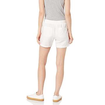 Amazon Essentials Women's 5" Inseam Drawstring Linen Blend Short (Available in Plus Size), White, Medium