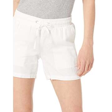 Amazon Essentials Women's 5" Inseam Drawstring Linen Blend Short (Available in Plus Size), White, Medium