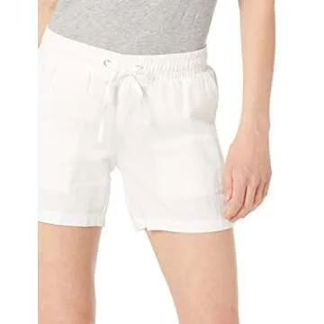 Amazon Essentials Women's 5" Inseam Drawstring Linen Blend Short (Available in Plus Size), White, Medium
