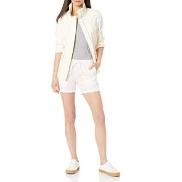 Amazon Essentials Women's 5" Inseam Drawstring Linen Blend Short (Available in Plus Size), White, Medium