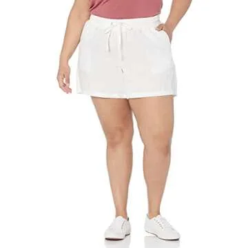 Amazon Essentials Women's 5" Inseam Drawstring Linen Blend Short (Available in Plus Size), White, Medium