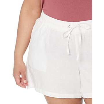 Amazon Essentials Women's 5" Inseam Drawstring Linen Blend Short (Available in Plus Size), White, Medium
