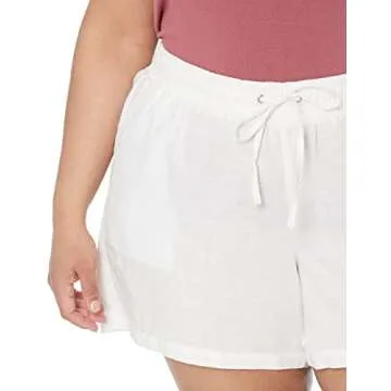 Amazon Essentials Women's 5" Inseam Drawstring Linen Blend Short (Available in Plus Size), White, Medium