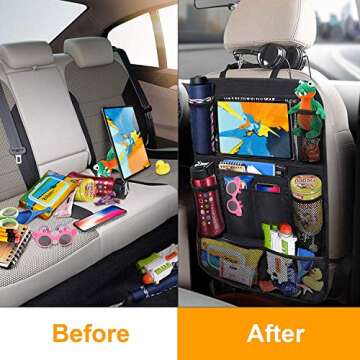 Tianle Backseat Car Organizer - Premium Car Organizer with 10" Table Holder, 9 Pockets, Road Trip Es...