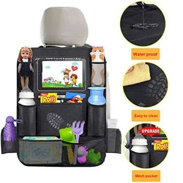 Tianle Backseat Car Organizer - Premium Car Organizer with 10" Table Holder, 9 Pockets, Road Trip Essentials for Travel Accessories (2 Pack)