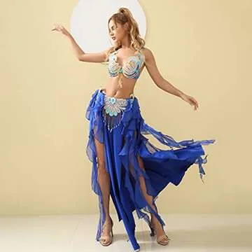 ROYAL SMEELA Belly Dancer Costumes for Women Belly Dancing Skirt Belly Dance Bra and Belt Carnival Outfit Bellydance Costume