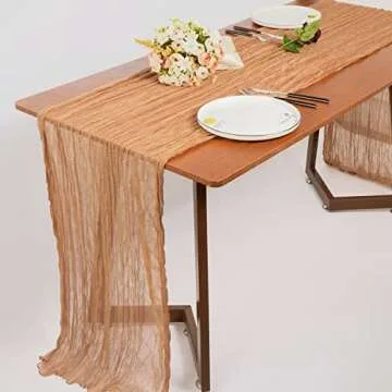 Gauze Table Runner Rustic Boho Style for Weddings