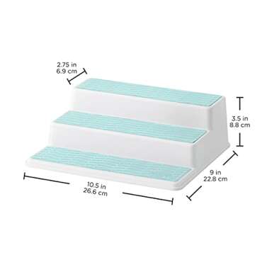 Copco Non-Skid 3-Tier Spice Pantry Kitchen Cabinet Organizer, 10-Inch, White/Aqua