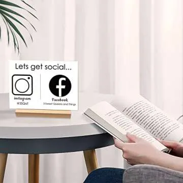 Acrylic Custom Signs - Double Social Media Business Sign - Hairdresser Beautician Salon Beauty Sign Office Sign with Clear Acrylic Stand