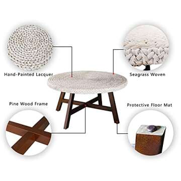 RANDEFURN Round Coffee Table - Handcrafted Seagrass Design
