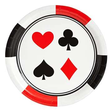 BLUE PANDA 144 Piece Casino Theme Birthday Party Decorations, Dinnerware Set with Plates, Napkins, Cups, Cutlery (Serves 24) - Casino Theme Party Plates and Napkins - Cards Themed Party Set