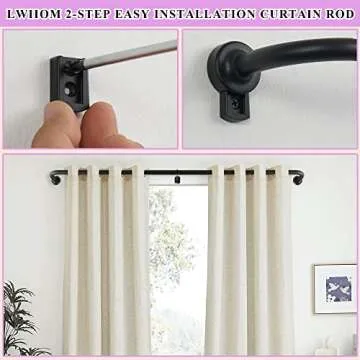Matte Black Disc Curtain Rods, 84-144 Inches Window Curtain Rod,Adjustable Room Darkening Curtain Rod with Aluminum Finials and Brackets,Wrap Around Design
