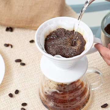 Kajava Mama Pour Over Coffee Dripper - Ceramic Slow Brewing Accessories for Home, Cafe, Restaurants - Easy Manual Brew Maker Gift - Strong Flavor Brewer - V01 Paper Cone Filters - Pink, 1 Cup